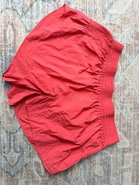 FP Movement by Free People Coral Pink Smocked Waist Athletic Shorts